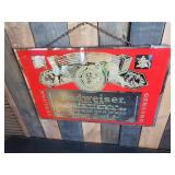 Antique 1960s Budweiser Beer Mirror Advertising.. Old and Heavy