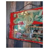 Antique 1960s Budweiser Beer Mirror Advertising.. Old and Heavy
