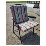 Metal Table and two metal Folding Chairs with Cusions