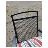 Metal Table and two metal Folding Chairs with Cusions