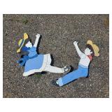 2 Large Wooden Vintage Swinging Girl and Boy