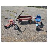 Vintage Radio Flyer Wagon and Trike, and Junior Trike