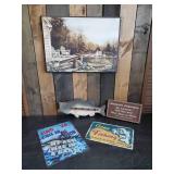Fishing Sign and Wall Décor. Snarky tin Signs Fishing Pole Wall hanging holder and more