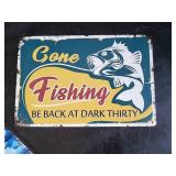 Fishing Sign and Wall Décor. Snarky tin Signs Fishing Pole Wall hanging holder and more