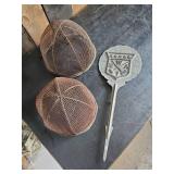 2 Vintage Horse Pest control Grazing Muzzle and Grave Marker for Member of the Modern Woodmens Rare!!