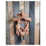Large Beautiful Antique West German Coo-Coo Clock With Deer Hunting Theme