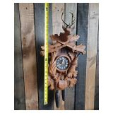 Large Beautiful Antique West German Coo-Coo Clock With Deer Hunting Theme