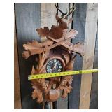 Large Beautiful Antique West German Coo-Coo Clock With Deer Hunting Theme