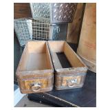 Vintage Sewing Drawers, 2 Metal Locker Baskets, and Taylor Chain Barrel