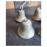 5 Vintage 100+ year old bells Brass School/Christmas Bells