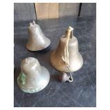 5 Vintage 100+ year old bells Brass School/Christmas Bells