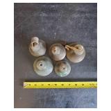 5 Vintage 100+ year old bells Brass School/Christmas Bells