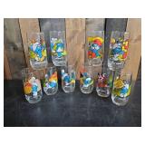 10 Vintage Smurf Glasses in good Vibrant Condition No Chips or Cracks