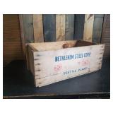 Large Wooden Bethlehem Steel Corp Box  In good Solid condition Vibrant Condition