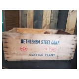 Large Wooden Bethlehem Steel Corp Box  In good Solid condition Vibrant Condition