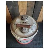 Large Mobil oil Metal 5 Gallon Oil Can with Spout and Wooden handle