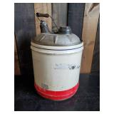 Large Mobil oil Metal 5 Gallon Oil Can with Spout and Wooden handle