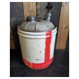 Large Mobil oil Metal 5 Gallon Oil Can with Spout and Wooden handle