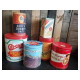 Vintage Kitchen Tin Lot of Various Flavors and Sizes