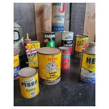Various Vintage Collectible  Oil Cans - Auto Accessories Heet, Oil Bottle with Spout, Brasso and more