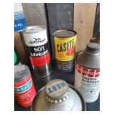 Various Vintage Collectible  Oil Cans - Auto Accessories Heet, Oil Bottle with Spout, Brasso and more