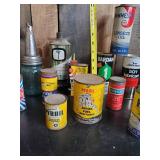 Various Vintage Collectible  Oil Cans - Auto Accessories Heet, Oil Bottle with Spout, Brasso and more