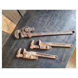 3 Pipe Wrenches 2 marked Trimo from Timont Manufacturing Co.