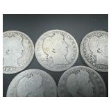 Five 90% Silver Barber Quarters Five 90% Silver Barber Quarters