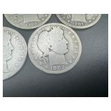 Five 90% Silver Barber Quarters Five 90% Silver Barber Quarters