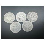 Five 90% Silver Barber Quarters Five 90% Silver Barber Quarters