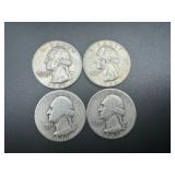 Four 90% Silver Washington Quarters Four 90% Silver Washington Quarters