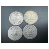 Four 90% Silver Washington Quarters Four 90% Silver Washington Quarters