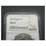 2019 1 Oz. Silver American Eagle NGC MS69 2019 1 Oz. Silver American Eagle NGC MS69