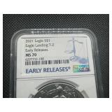 2021 1 Oz. Type 2 Silver American Eagle Early Releases NGC MS70  - Perfect Graded Coin! 2021 1 Oz. Type 2 Silver American Eagle Early Releases NGC MS70  - Perfect Graded Coin!