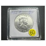 1955-P Silver Franklin Half Dollar Marked BU When Purchased 1955-P Silver Franklin Half Dollar Marked BU When Purchased