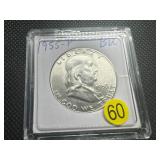 1955-P Silver Franklin Half Dollar Marked BU When Purchased 1955-P Silver Franklin Half Dollar Marked BU When Purchased