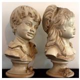 Vintage 1962 Universal Statuary Corp, Chicago 22 Boy and Girl Busts