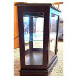 Vintage Pulaski Furniture Canted Console Glass Shelf & Back Mirror