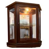 Vintage Pulaski Furniture Canted Console Glass Shelf & Back Mirror