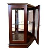 Vintage Pulaski Furniture Canted Console Glass Shelf & Back Mirror