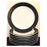 Beautiful Vintage China Set in White & Black by Noritake No 6883 "Sharon"