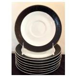 Beautiful Vintage China Set in White & Black by Noritake No 6883 "Sharon"