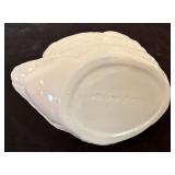 Holland Mold-Glazed White Ceramic Swan Planter Signed NH 11/97 & Vintage Ceramic Swan Planter "808 USA"