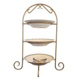 Three-Tier Plate Holder Display with Plates by Royal Botanic Gardens