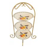 Three-Tier Plate Holder Display with Plates by Royal Botanic Gardens