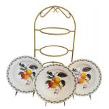 Three-Tier Plate Holder Display with Plates by Royal Botanic Gardens