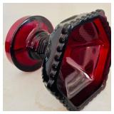 Vintage Avon1876 Cape Cod Ruby Glass including Wine Decanter, Footed Candy Dish and Bell