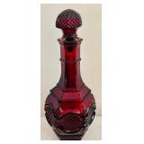 Vintage Avon1876 Cape Cod Ruby Glass including Wine Decanter, Footed Candy Dish and Bell