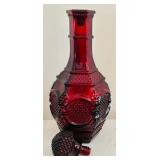Vintage Avon1876 Cape Cod Ruby Glass including Wine Decanter, Footed Candy Dish and Bell