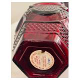 Vintage Avon1876 Cape Cod Ruby Glass including Wine Decanter, Footed Candy Dish and Bell
